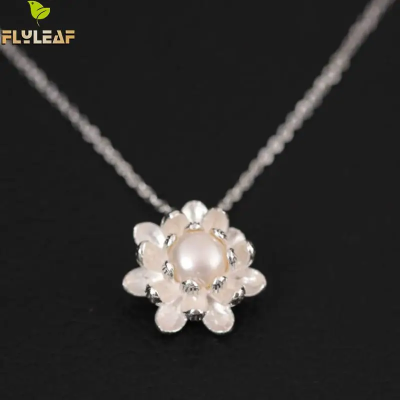 Женское ожерелье с подвеской в виде цветка лазурита Стерлинговое Серебро 925