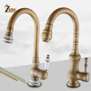 zgrk kitchen faucets deck mounted mixer tap 360 degree crane antique brass kitchen faucet rotation spray mixer tap free global shipping