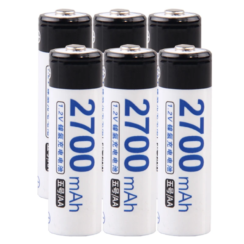 AA Аккумуляторная батарея аа akkumulator 1 2 V NIMH 2700 mah батареи реальная емкость |