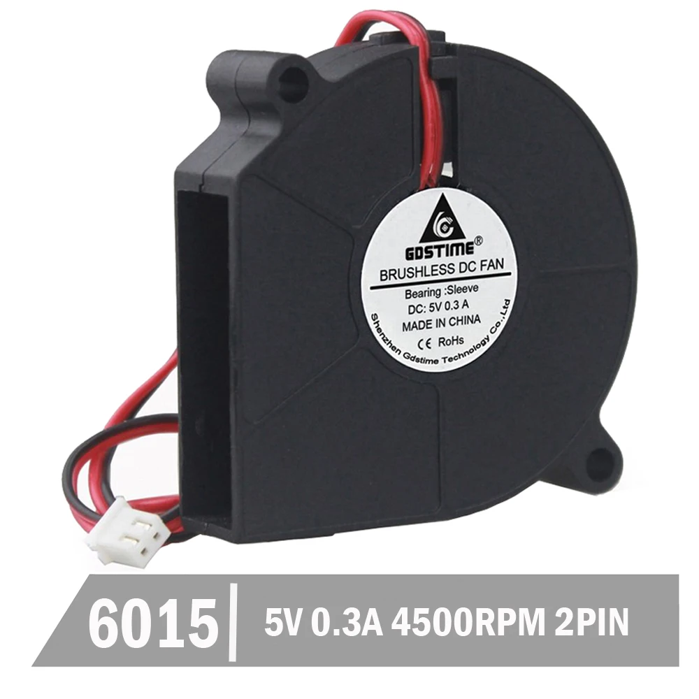 

100Pcs Gdstime DC 5V 2Pin 60mm 60x15mm 6015 Computer DC Turbo Blower Cooling Fans