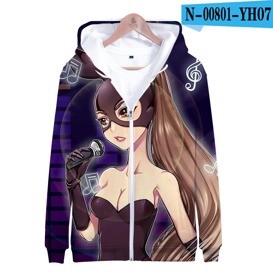Ariana Grande 3D толстовка на молнии повседневные толстовки Новая мода крутая Highstreet осенне-зимняя одежда толстовка - Цвет: Оранжевый
