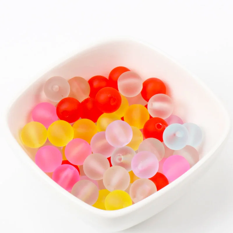 

2018 New Arrivals 50pcs 10mm Mixed Transparent Scrub Round Beads Acrylic Spacer Loose Beads For Jewelry Making KL146