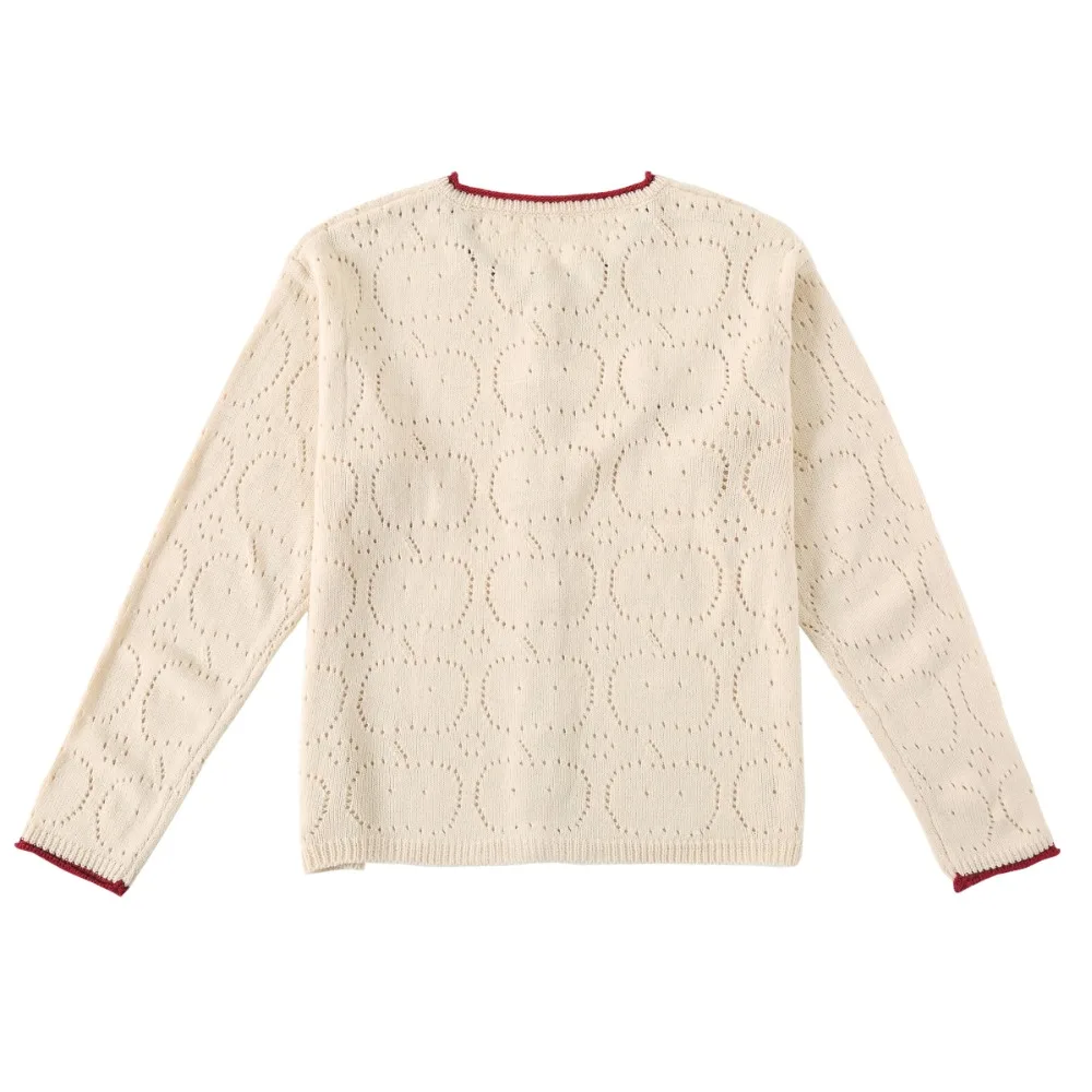 Spring Casual Original Apple Brooch Hollow Flowers Womens Thin Knit Coat Vintage Female Knitted Cardigans Sweet Knitwear New |