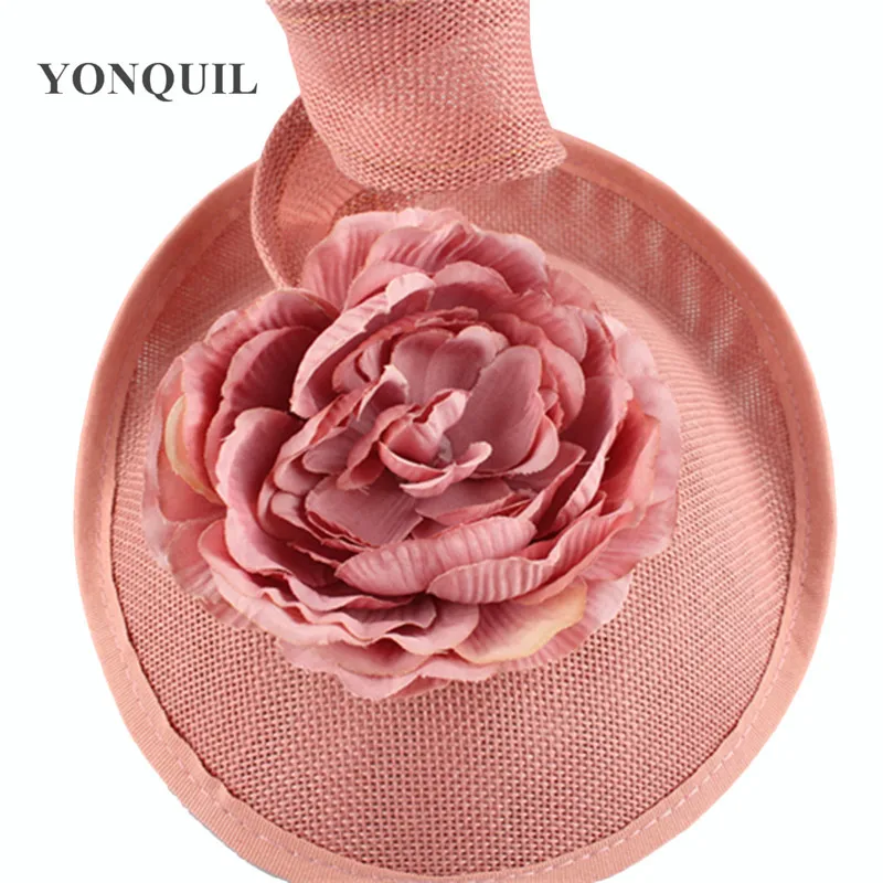 

Wedding Flower Dark Peach Fascinator Headband Women Elegant Headwear Imitation Linen Ladies Hats Fedora Hair Clips Accessories