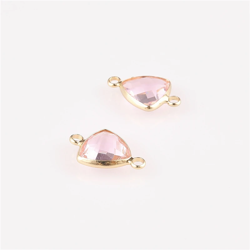 10pcs Triangle Glass Beads Necklace Bracelet For Jewelry Making Gifts Women Wholesale Bead Charms Golden Plated Brass | Украшения и