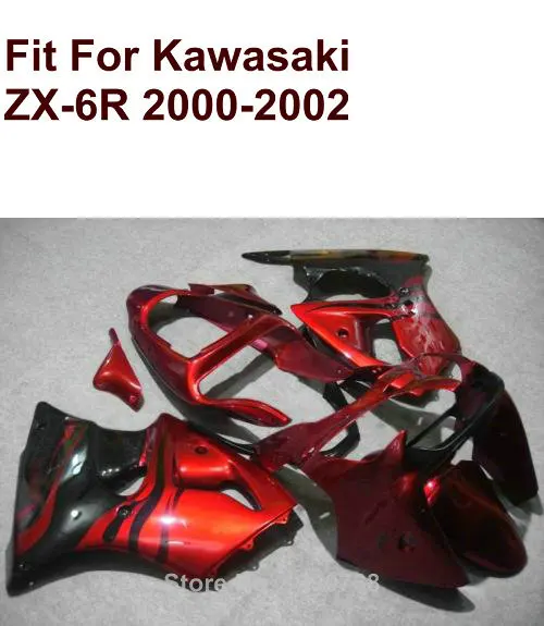 

Motorcycle fairing kit for Kawasaki ZX6R red black 00 01 02 Ninja ZX 6R 636 2000 2001 2002 fairings CN25