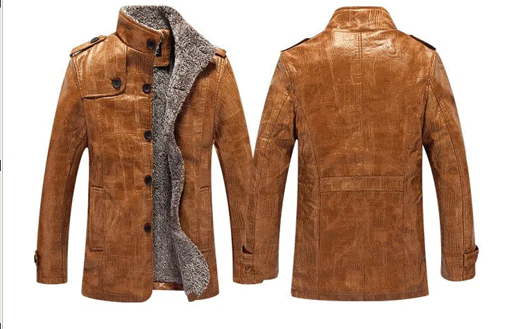 Новая зимняя мужская куртка теплое толстое пальто из искусственной кожи