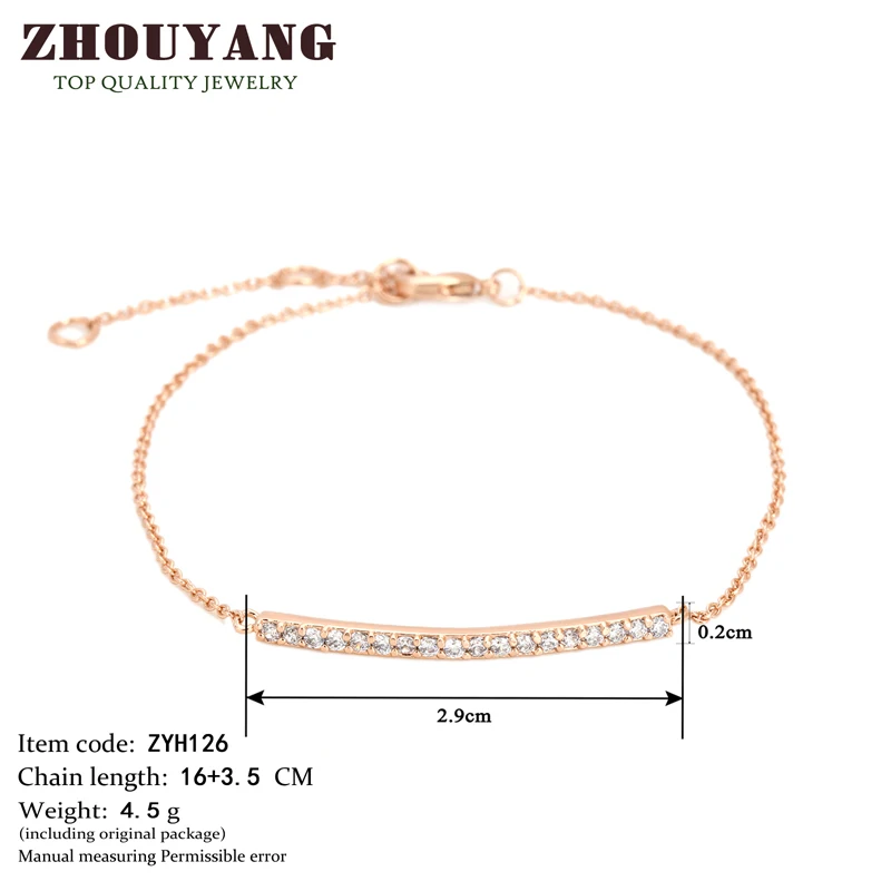 ZHOUYANG высокое качество ZYH126 выразительный кристалл цвета розового золота браслет