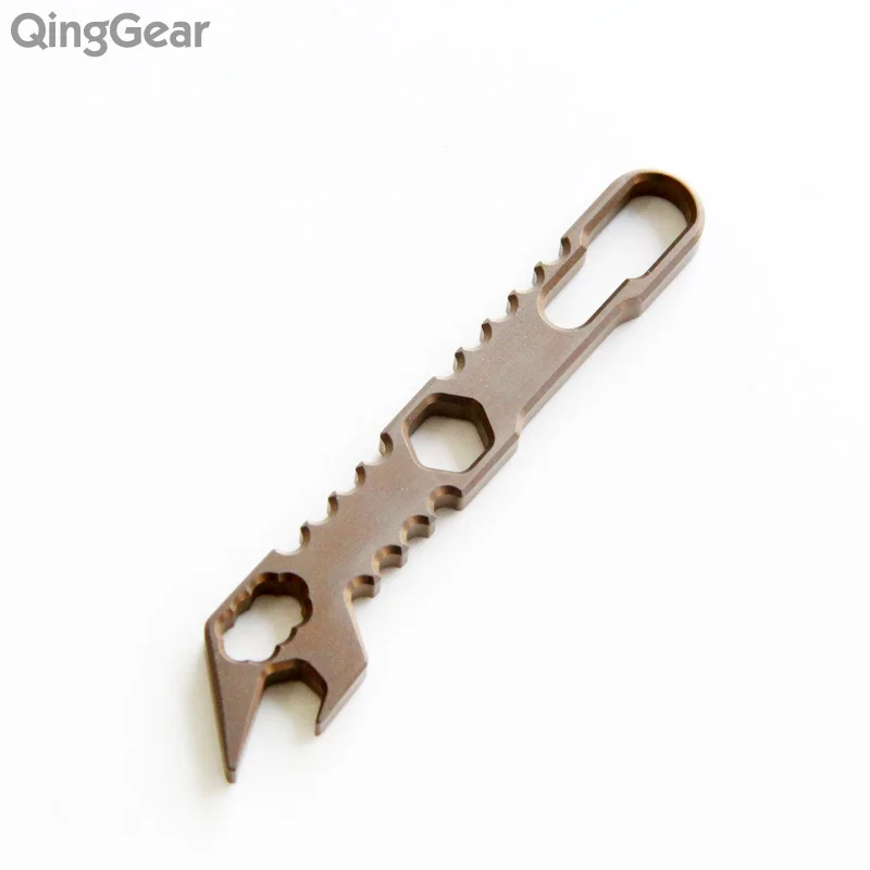 Bronze Qinggear Титан многофункциональный инструмент TC4 мини брелок для ключей коробка открывалка для бутылок монтировку Hex заколка для волос карманный инструмент подарок - Цвет: Bronze