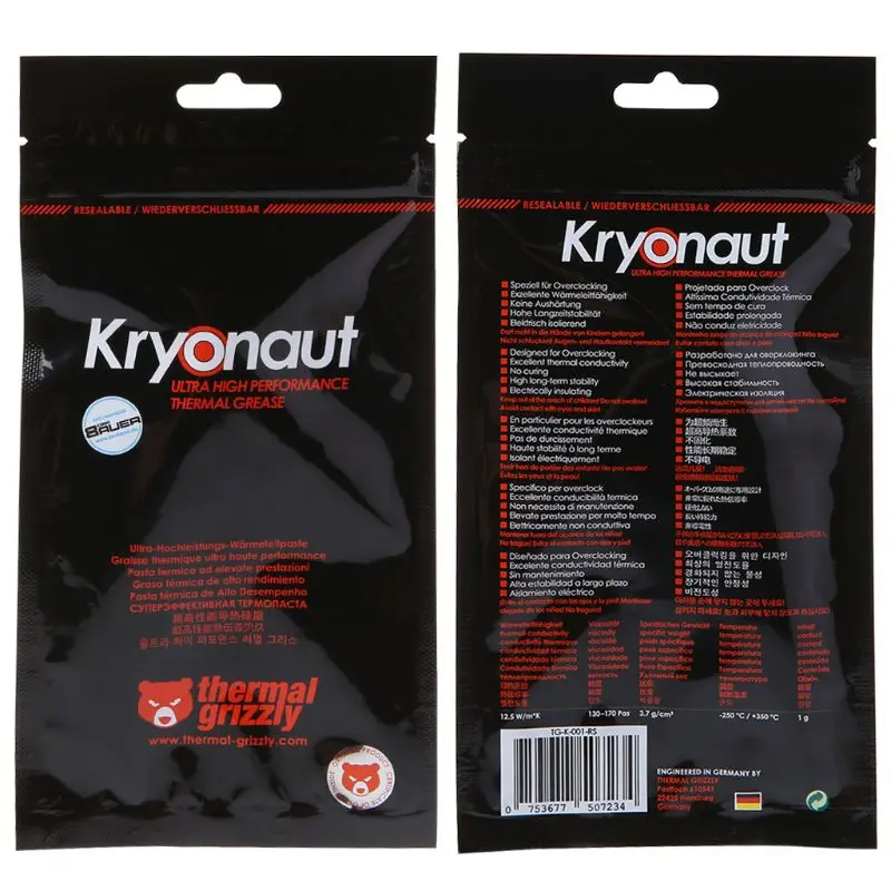 Тепловой Grizzly Kryonaut cpu кулер для процессора вентилятор термопаста охлаждения термопаста/кулер паста 12,5 Вт/mk