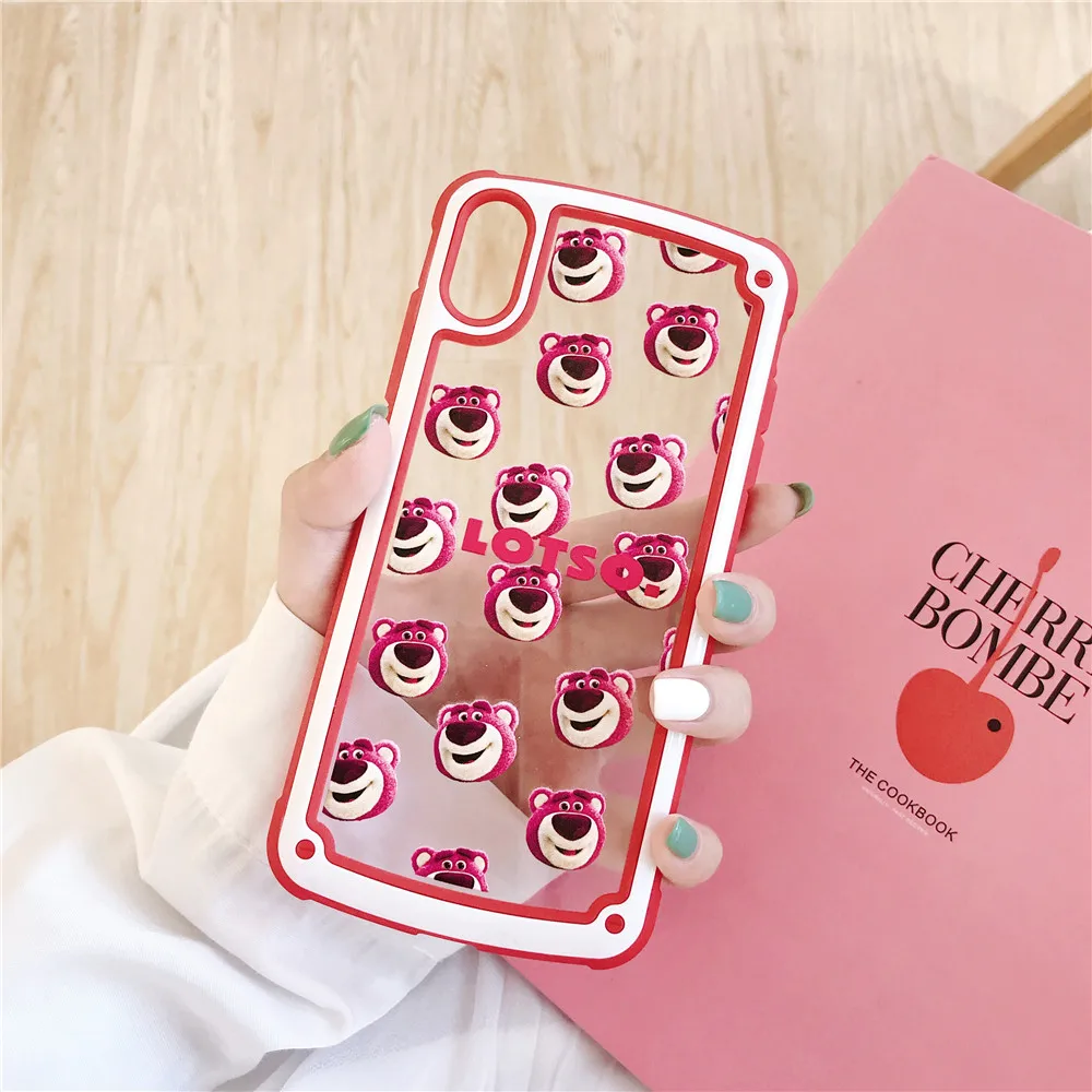 Новый милый мультфильм клубника медведь конфеты границы чехол для iPhone X XS MAX XR 6 6s 7