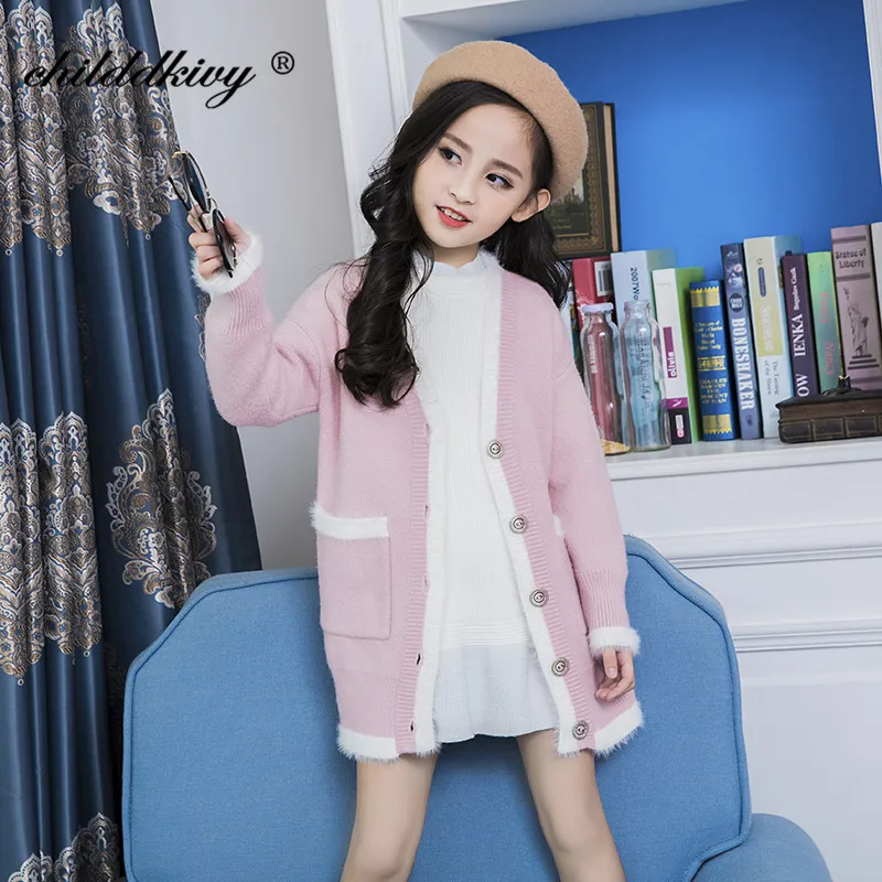 High Quality Children Cardigans 4-14Years Girls Knitted Coat Autumn Baby Sweaters Kids Fashion Long Sleeve Outerwear | Мать и ребенок