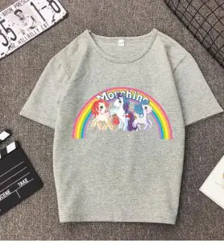 ИПЦ Kawaii Радуга UnicornPrinted футболка Для женщин летние животных Футболка короткий