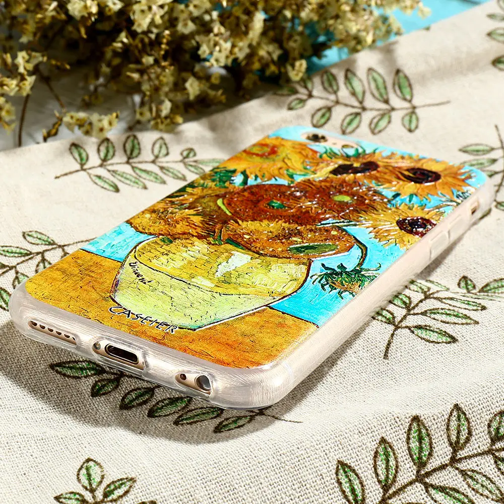 Чехол с подсолнухом для iPhone 6 6s Plus 5S SE чехол масляной краской Samsung Galaxy S7 S6 3D