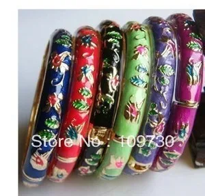 

0048 Ethnic jewelry, Wholesale 6PCs Cloisonne Bangles