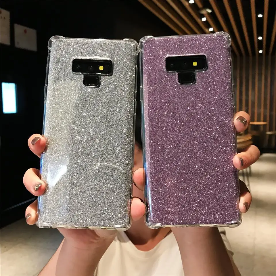 Для samsung примечание 9 8 S10 S10E S9 плюс крышка блеск Броня силиконовый чехол ТПУ Мягкая