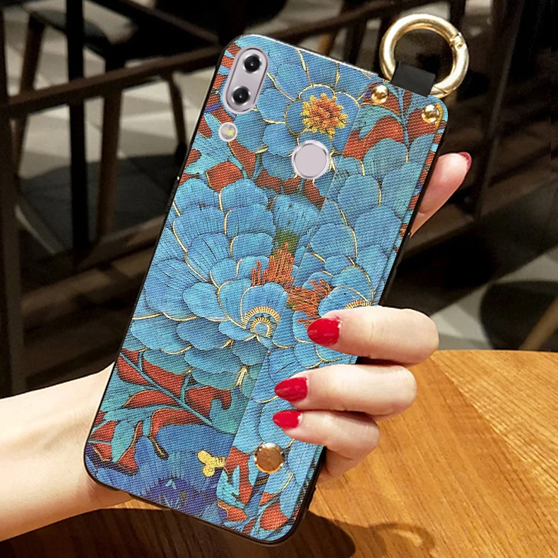 Ремешок на запястье с Цветочным Тиснением Чехлы для ASUS Zenfone 5Z ZS620KL роскошный