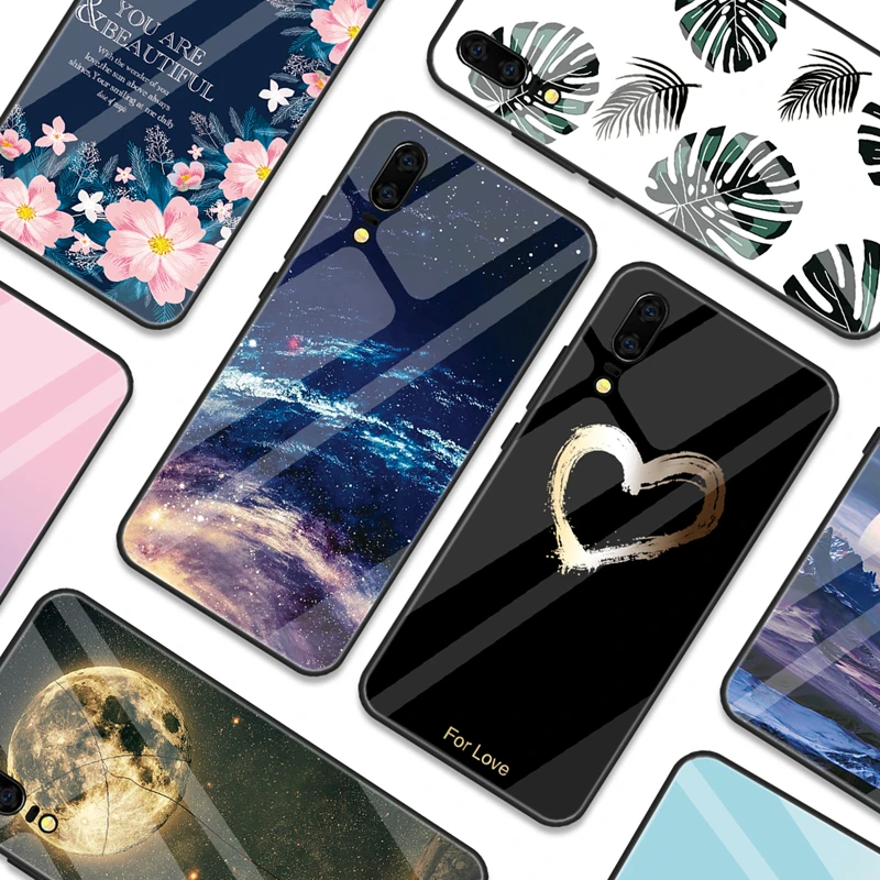 Модный чехол для телефона из закаленного стекла Huawei P20 Lite Pro Mate 20 10 Nova 3 3i Green Plant Heart