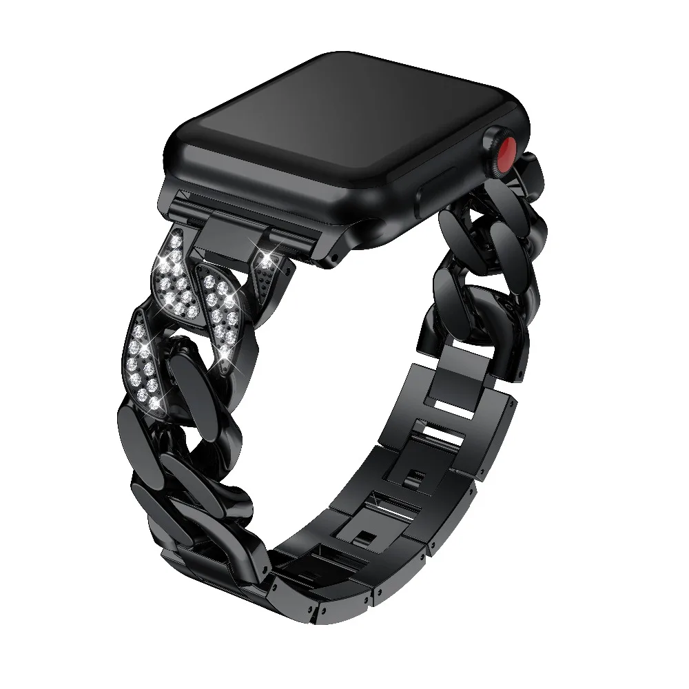 Ремень бриллиантами браслет для наручных часов Apple Watch 42 мм 38 40 44 нержавеющая