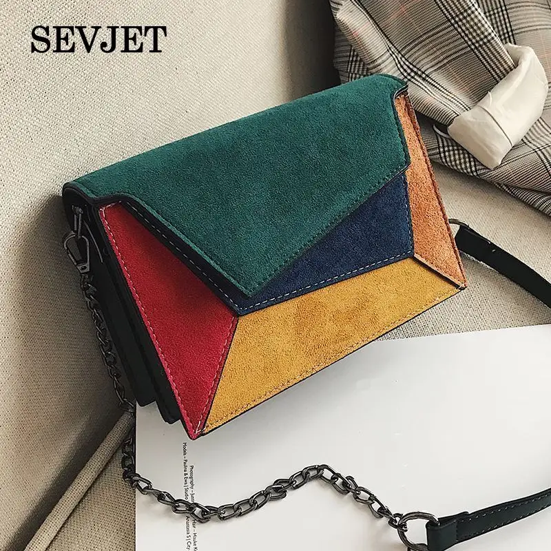 Модные женские туфли сумка Лоскутная нубук Сумки Bolsas Feminina брендовые плечевым