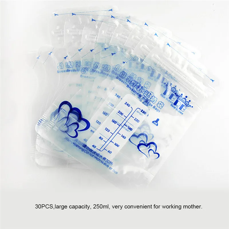 

30Pcs 250ml Baby Breast Milk Storage Bag Baby Food Storage Milk Freezer Bags Keep Food Fresh Bag Drop Shipping