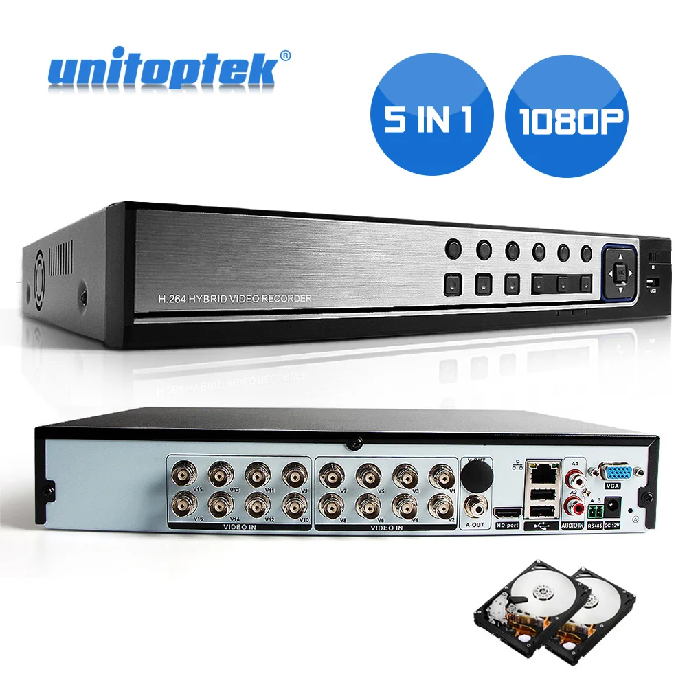 5 в 1 гибридный видеорегистратор 16CH AHD 1080 P CVI TVI CVBS 16 каналов 2 * SATA HDD DVR NVR рекордер|nvr