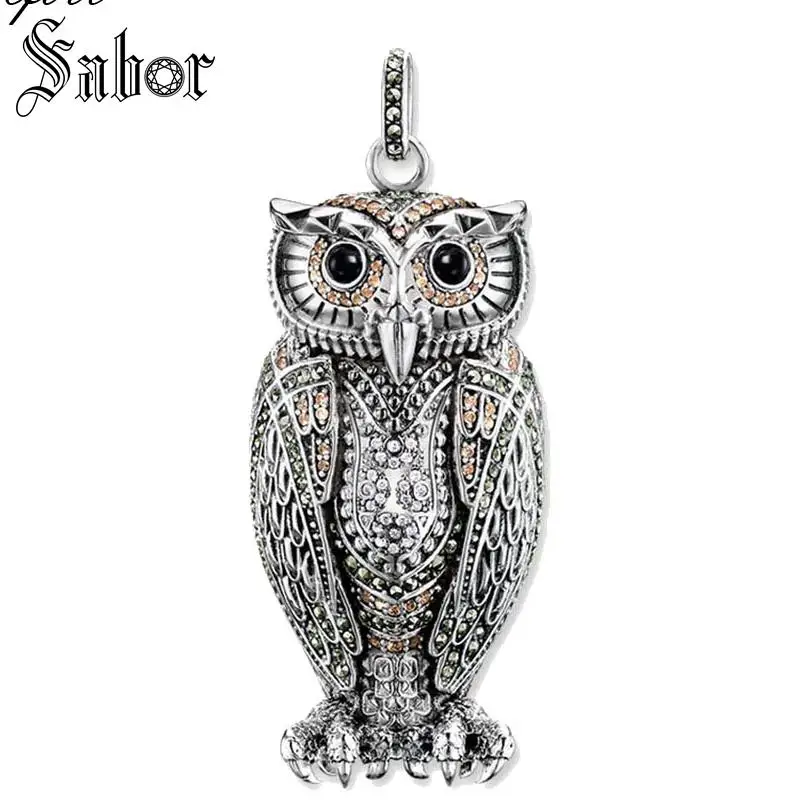 Owl Почерневший Дракон кои, рыба, Ворон, лягушка, подвеска в виде акулы, ювелирное изделие, 925 пробы, серебряный, панк, подарок для женщин и мужчин, подходит для ожерелья с Томасом - Окраска металла: Owl