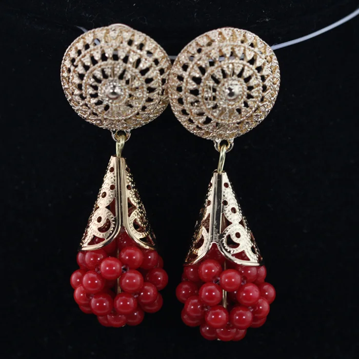 Модные комплекты украшений из коралловых бусин красного вина ручной работы