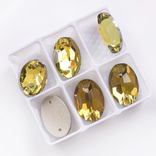 Light Topaz YANRUO 3210 овальные стеклянные стразы для шитья с плоской задней частью Стразы для рукоделия - Цвет: Light Topaz