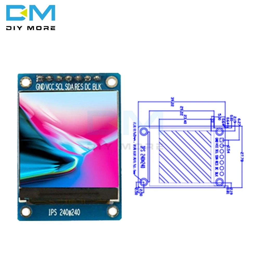 1.3 inch 7 pin IPS HD TFT ST7789 Drive IC 240*240 SPI Communication 3.3V Voltage 4Wire SPI Interface Full Color LCD OLED Display
