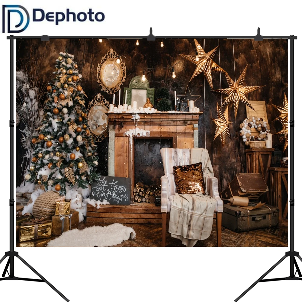 Dephoto винтажный семейный Рождественский фон для фотосъемки Рождественская елка