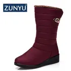 ZUNYUновые женские теплые прочные нескользящие зимние ботинки, водонепроницаемые женские зимние ботинки, теплая обувь для женщин, толстая хлопковая обувь на меху