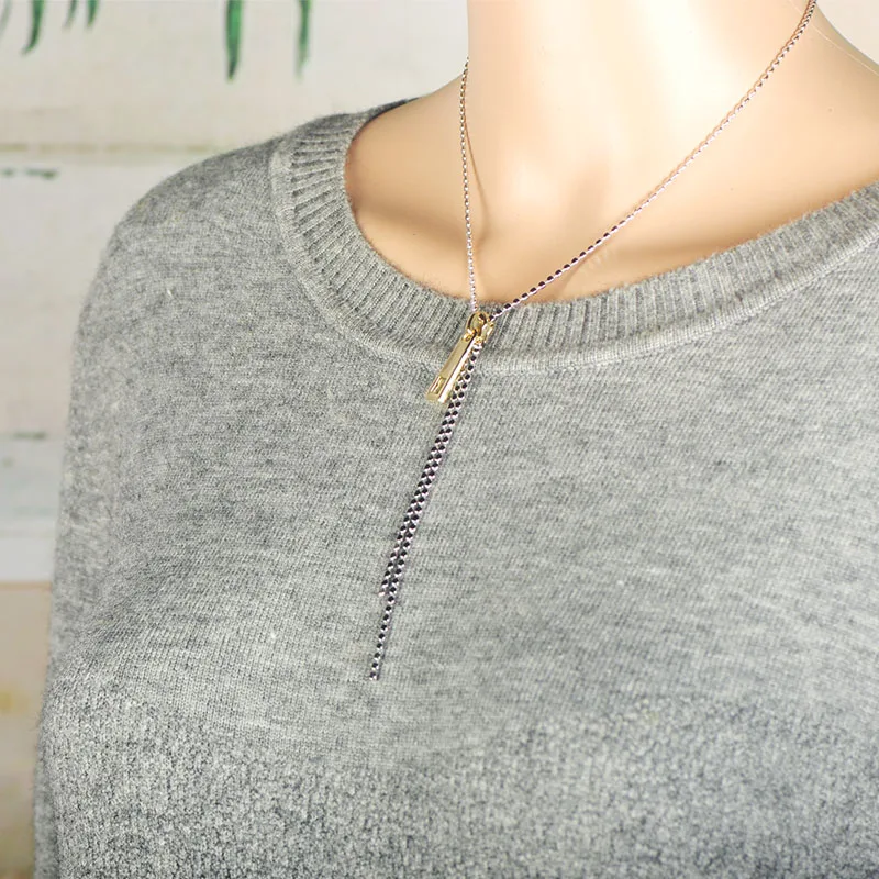 MECHOSEN Creative Zipper Pendant Necklace Trendy Fine Jewelry for Office Lady Personality colar ketting stranger things hippie | Украшения