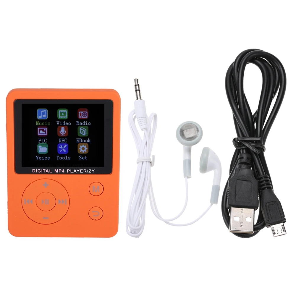 Тонкий легкий портативный цветной экран HiFi плеер MP3 MP4 музыкальный плеер USB2.0 круглая кнопка с наушником - Цвет: Цвет: желтый
