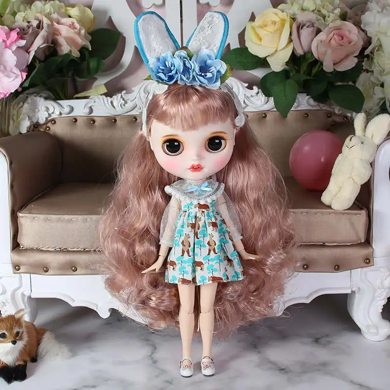 Complete set of doll Ледяная фабрика blyth кукла Ручная роспись матовое лицо белая кожа костюм куклы с зубами губы брови 30 см DIY BJD SD подарок - Цвет: Complete set of doll