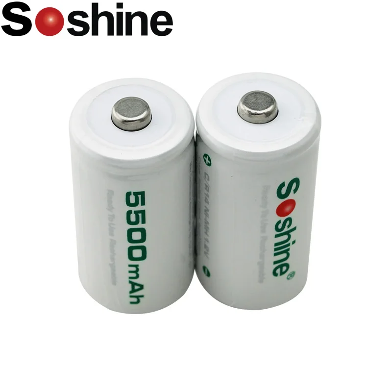 

Soshine C/R14 Size Rechargeable Batteries NiMH 5500mAh Battery Safety Durable Longer Storage Life Battery