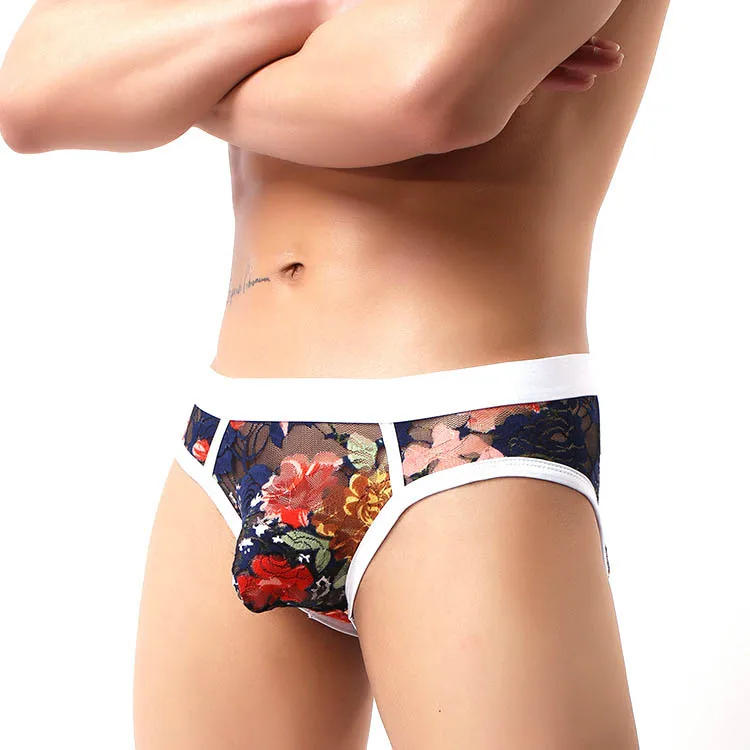 Royal blue briefs 2 шт./партия, европейский размер, мужское Сетчатое нижнее белье, трусы-боксеры, кружевные сексуальные мужские трусы-боксеры, сексуальные забавные трусы, Hombre Cueca - Цвет: Royal blue briefs