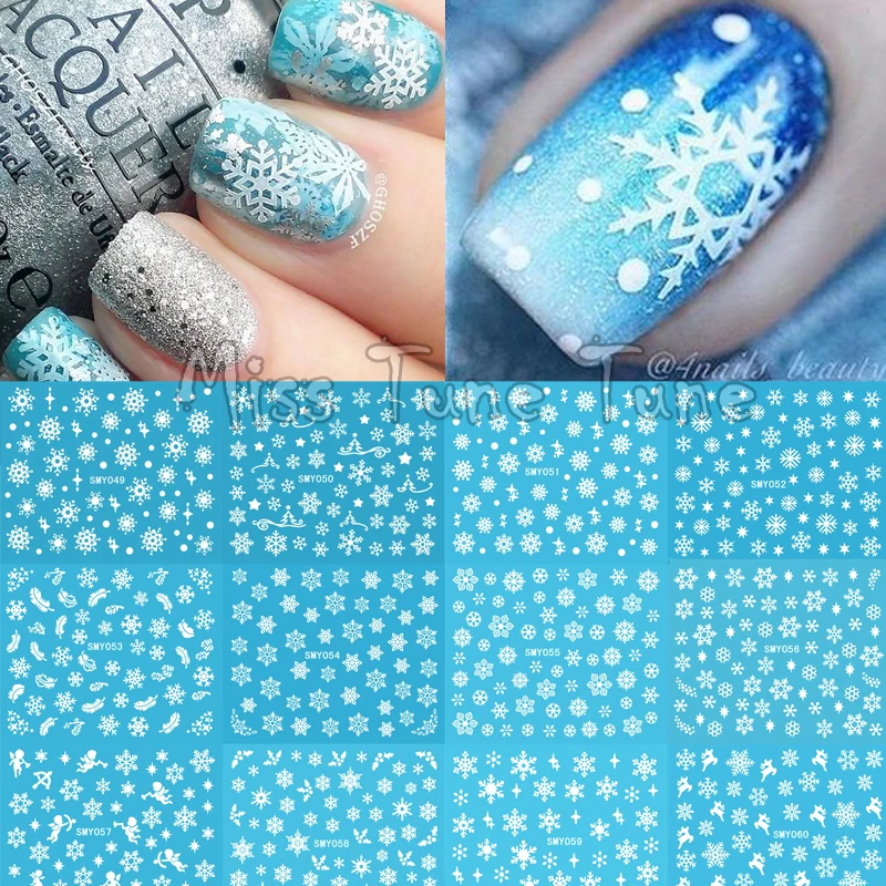 Рождественские снежинки зимние больших размеров &quot3D Nail Art Наклейки для ногтей
