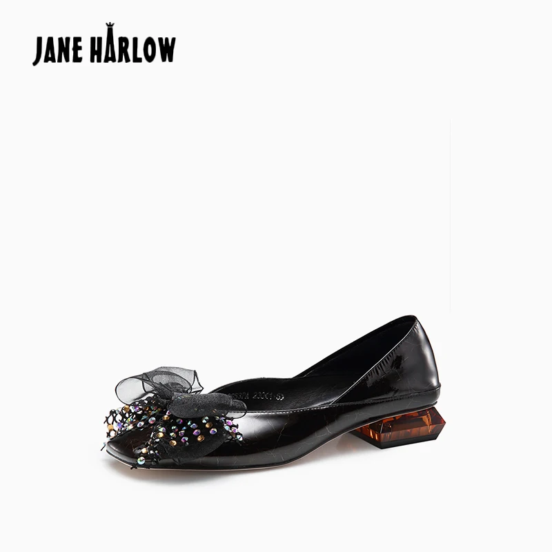 JANE HARLOW/2019 г. новые Брендовые женские туфли на квадратном каблуке с янтарным