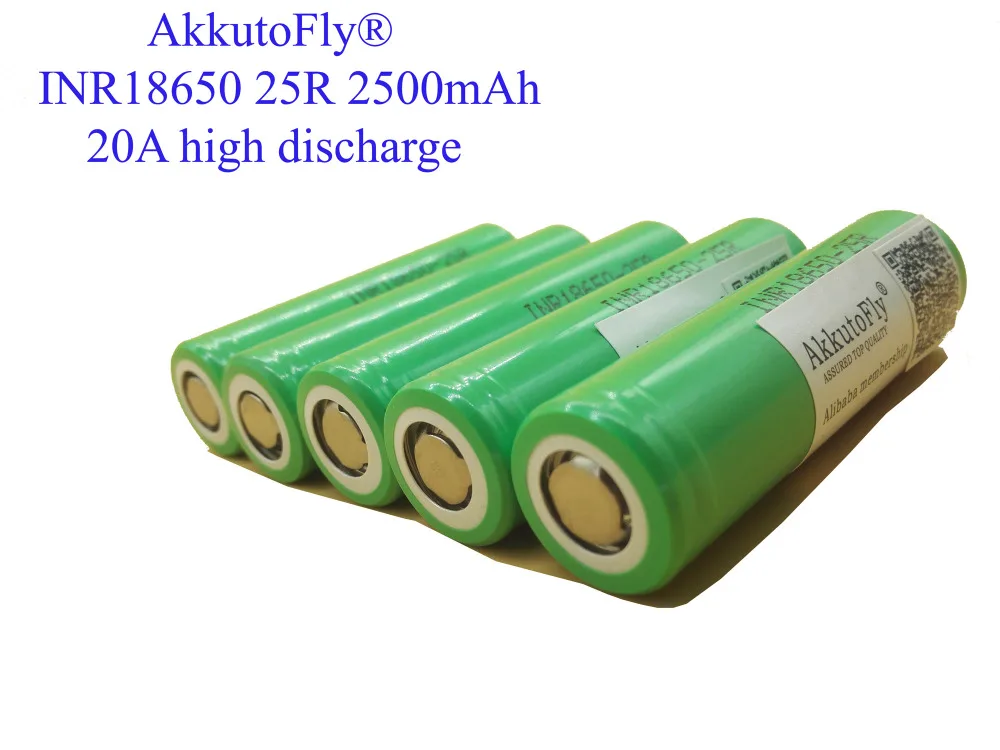Akkutofly для Samsung 18650 2500 мАч inr18650 25R 20A высокого разряда литиевых батарей Ebike