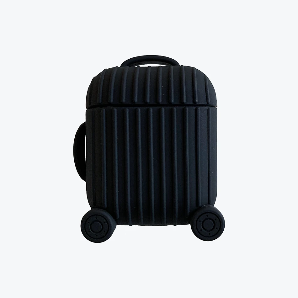 Simple Black Для Apple AirPods чехол Модный милый чемодан сундук чехол для Airpods 2 багажный дизайн Bluetooth беспроводные наушники защитный чехол - Цвет: Simple Black