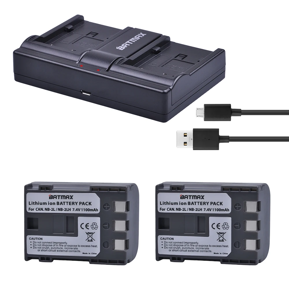 

2Pcs NB-2L NB 2L NB2L NB-2LH NB 2LH NB2LH Battery + USB Dual Charger for Canon 350D 400D G7 G9 S30 S40 z1 Kiss N X Rebel XT XTi