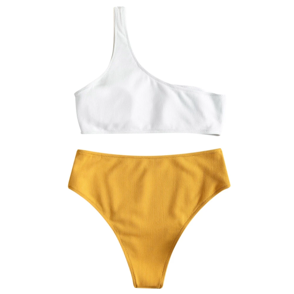 2018 сексуальное бикини на одно плечо две части купальник женская одежда для