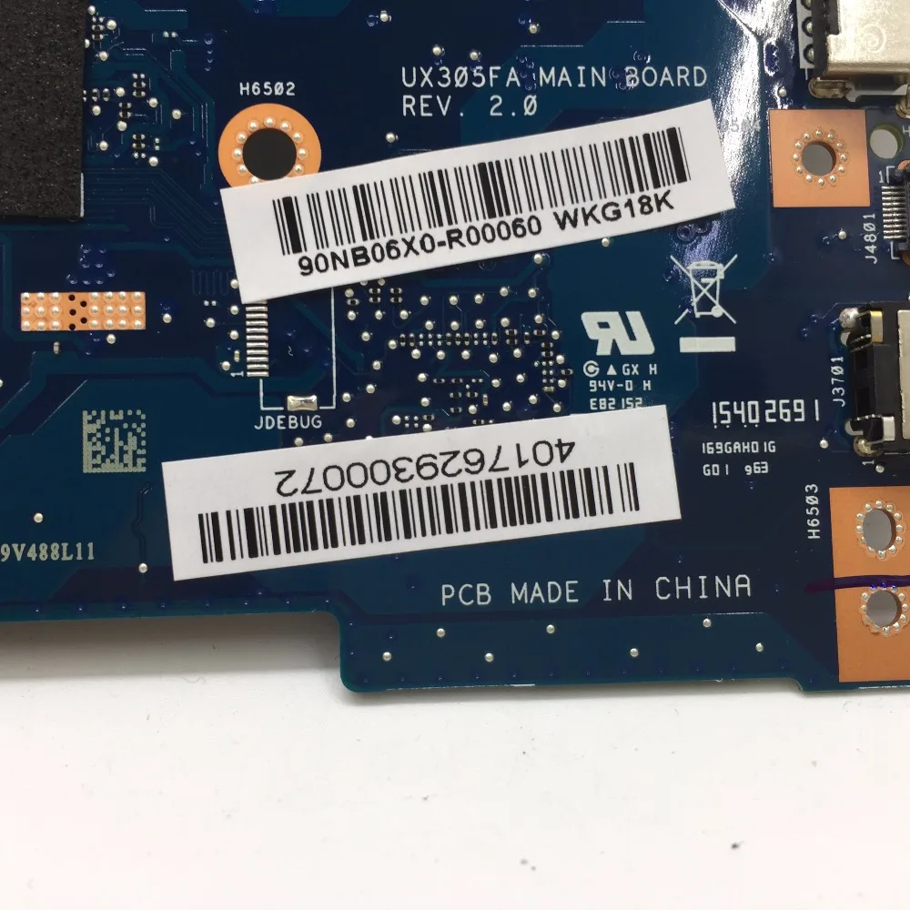 Kaufen KEFU UX305FA Motherboard Für ASUS UX305FA UX305 UX305F Laptop Motherboard Mainboard Original Notebook 5Y71/5Y10C CPU 100% Test