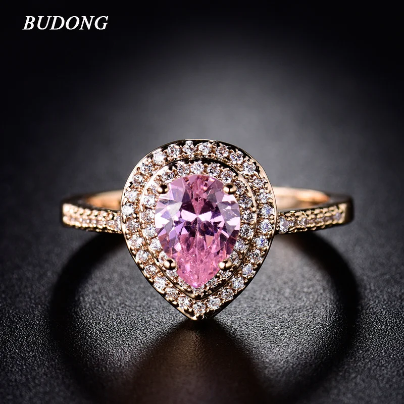 BUDONG 2017 хит продаж стильное кольцо на палец для женщин золотистое блестящее