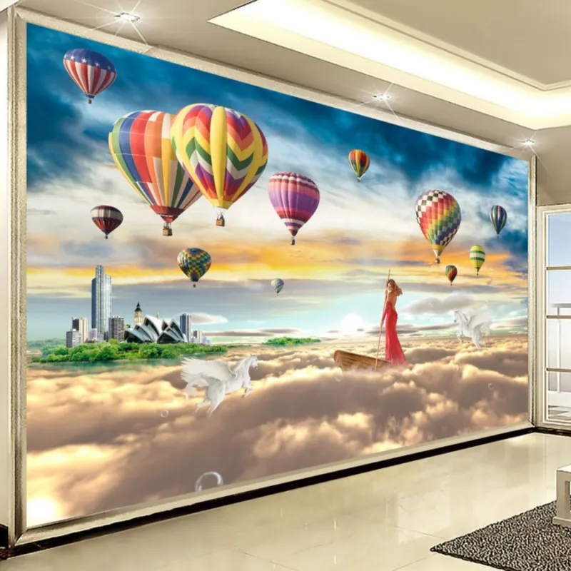 Dropship Colomac 3D обои для гостиной Foto фотообои Облако над небом воздушный шар туман