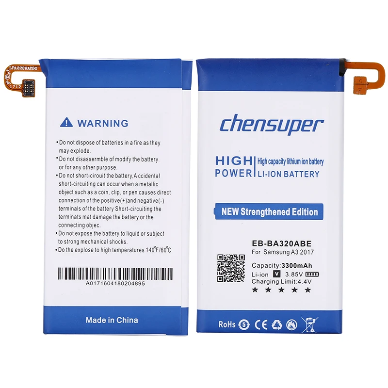 Новый chensuper 3300 мАч EB BA320ABE аккумулятор для Samsung Galaxy A3 2017 A320F SC 04J A320 A320FL A320Y|mobile phone