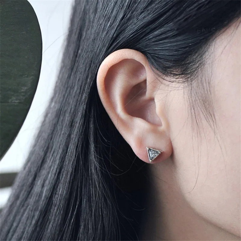 

2019 Top Fashion New Pendientes Fashion Triangle With Pattern & Cz Stud Earrings For Women Jewelry Gift