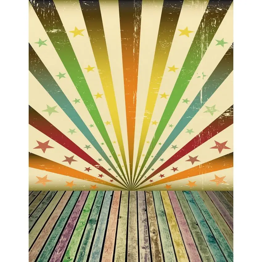 

colorful Vintage Carnival Circus Stripes star Wood Custom backdrop Vinyl cloth High quality Computer printed wall Backgrounds