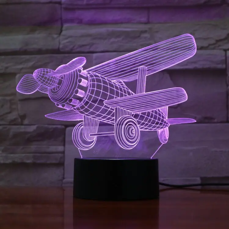 Самолет 3D лампа 7 цветов изменить сенсорный переключатель небольшой ночной